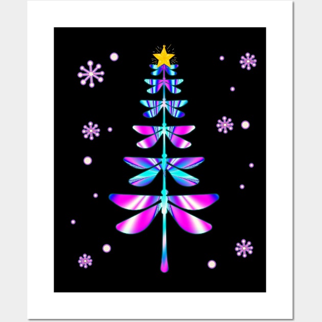 dragonfly christmas tree Wall Art by Ghani Store